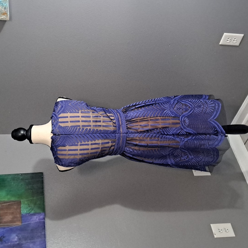 BCBGMaxAzria Navy Patterned Midi Dress - Picture 2 of 16